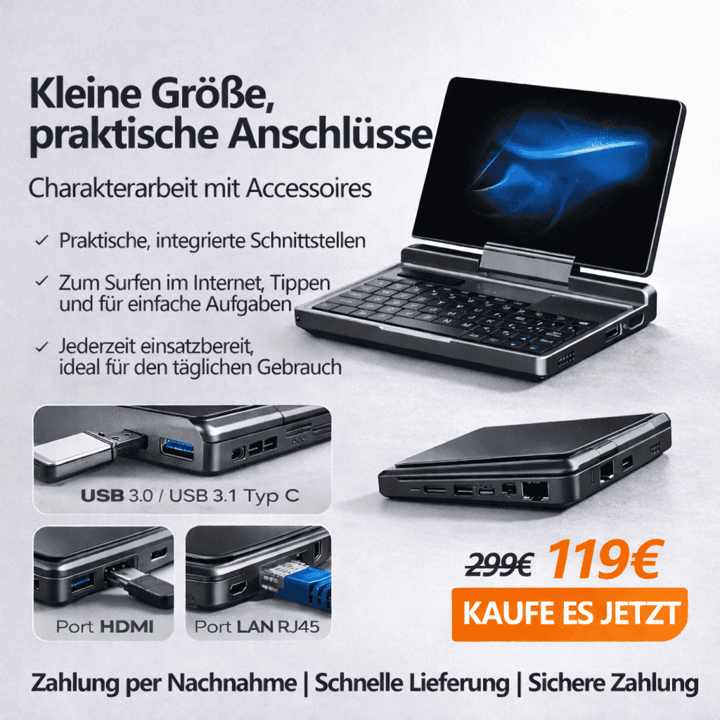 PocketNova faltbarer Mini-Computer mit Tastatur – Lagerabverkauf, Nachnahme bei Lieferung möglich.