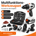 Kabelloses Elektrowerkzeug-Set, 10-in-1 multifunktionales Werkzeugset für Holzarbeiten, bürstenloses Elektrowerkzeug-Set für DIY-Projekte, kabelloses Werkzeugset mit 2 x 4,0-Ah-Akku und Werkzeugkoffer